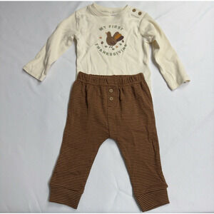 Carter's "Thanksgiving" Long Sleeve Bodysuit & Jogger Set Baby Boy Size 6 Months